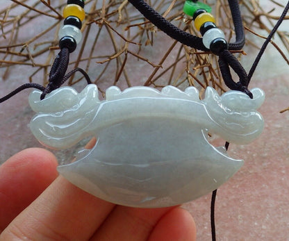 Certified Pale Lavender Green 100% Natural A Jade jadeite Pendant Dragon Axe Necklace 龙斧头 530047  TN