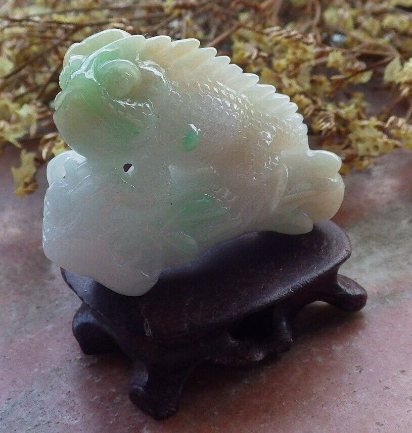 Certified Green Yellow 100% Natural A Jade jadeite Display Dragon Lizard Tree Lotus Flower Ruyi 龙蜥蜴 524133  TN
