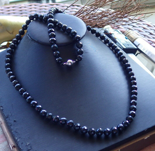 Certified Green Black 100% Natural A JADE Jadeite Bead beads Necklace 27 inches 墨翠 项链 535959  TN