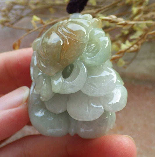 Certified Red Green Burma 100% Natural A Jade jadeite pendant Crab Ruyi Coin Necklace 八方来财 575409 TN