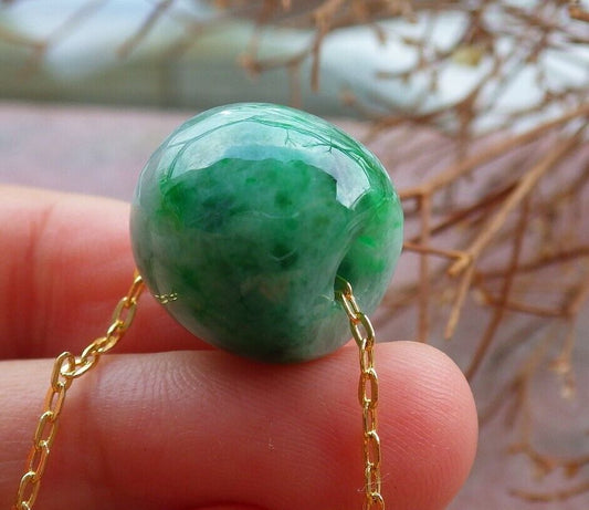 Certified Green Burma 100% Natural A Jade Circle Bead Donut Necklace 路路通 526256  TN