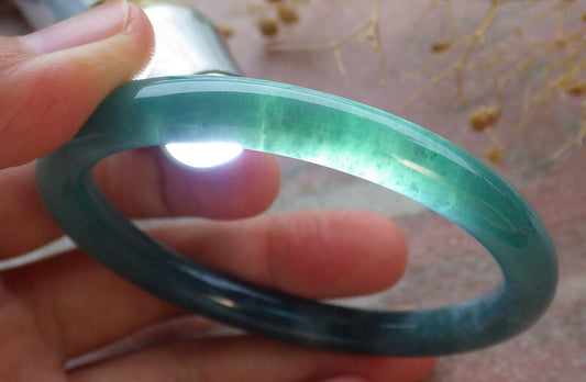 Certified Icy Green Burma 100% Natural A JADE Jadeite Circle Bangle Bracelet 57 mm 手镯 636486  TN