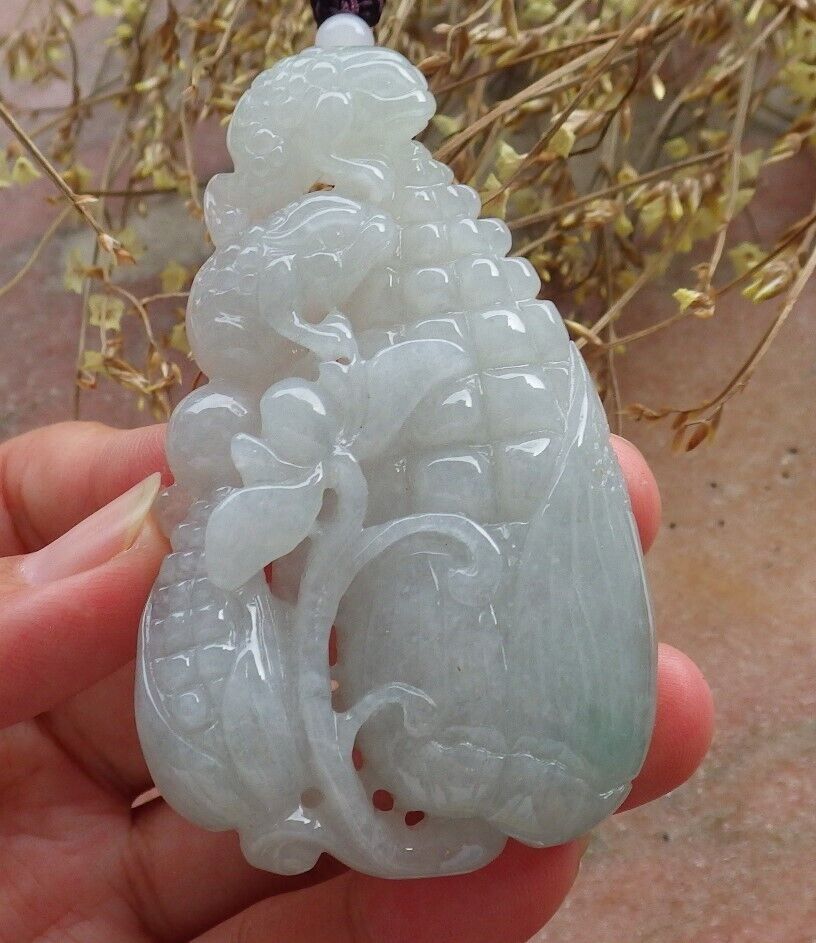 Certified Icy Green Burma 100% Natural A Jade jadeite Pendant Frog Toad Maize Lotus Flower Coin Necklace 招财蟾 575141 TN