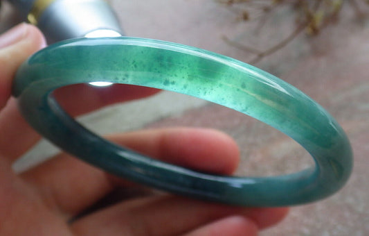 Certified Icy Green Burma 100% Natural A JADE Jadeite Circle Bangle Bracelet 57 mm 手镯 634350  TN