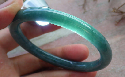 Certified Green Burma 100% Natural A JADE Jadeite Circle Bangle Bracelet 57 mm 手镯 632991  TN