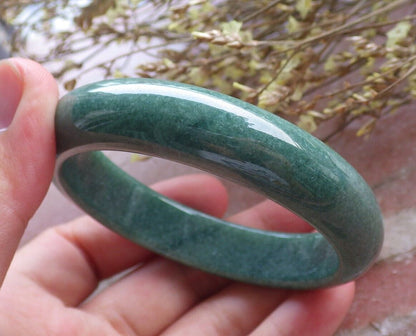 Certified Green Burma 100% Natural A JADE Jadeite Bangle Bracelet 56 mm 手镯 574668 TN