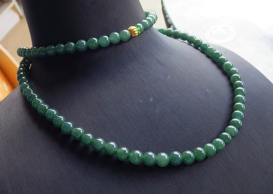 Certified Icy Green Burma 100% Natural A JADE Jadeite Bead Beads Necklace 27 inches 项链 616813  TN