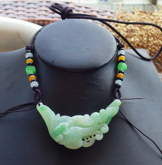Certified Green 100% Natural A Jade jadeite Pendant Frog Toad Bead Lotus Flower Ruyi Coin Necklace 招财蟾 529908  TN
