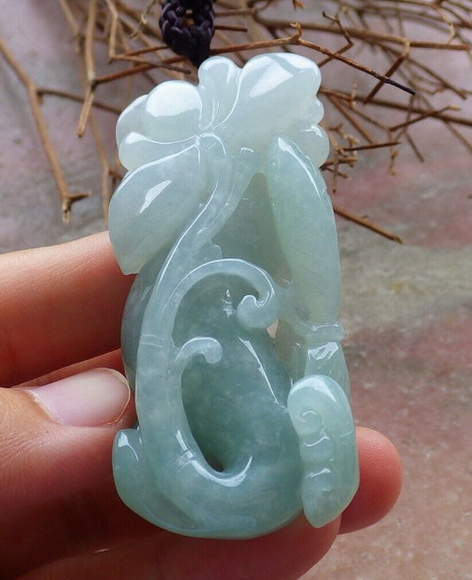 Certified Green 100% Natural A Jade jadeite Pendant Fish Lotus Flower Ruyi Coin Necklace 年年有余  528853  TN