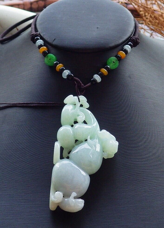 Certified Green 100% Natural A Jade jadeite Pendant Frog Toad Gourd Coin Ruyi Necklace 526364  TN