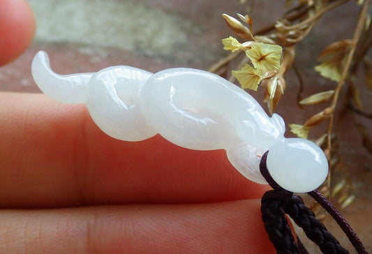 Certified Icy White 100% Natural A Jade jadeite pendant Snake Money Coin Bead Necklace 蛇 529972  TN
