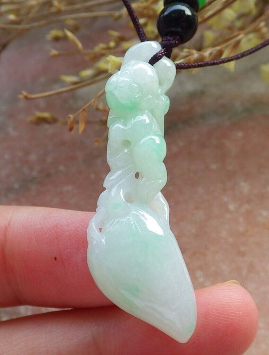 Certified Green Burma 100% Natural A Jade jadeite Pendant Monkey Peach Necklace 猴子 575272 TN