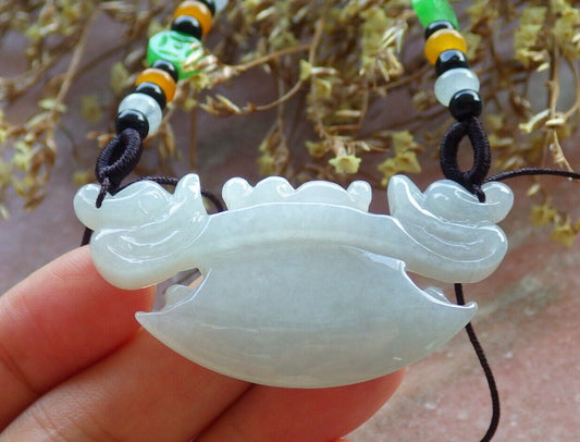 Certified Pale Lavender Green 100% Natural A Jade jadeite Pendant Dragon Axe Necklace 龙斧头 530012  TN