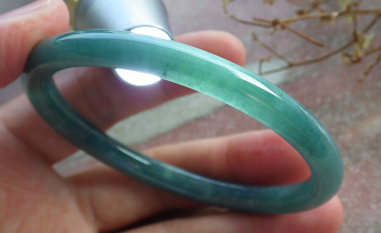 Certified Icy Blue Water Burma 100% Natural A JADE Jadeite Circle Bangle Bracelet 59 mm 手镯 633779  TN