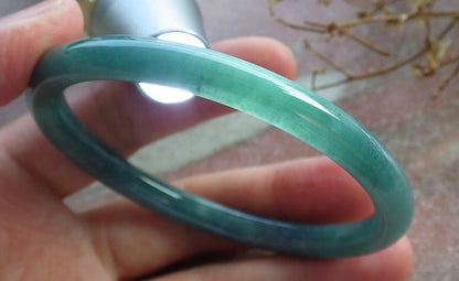 Certified Icy Blue Water Burma 100% Natural A JADE Jadeite Circle Bangle Bracelet 59 mm 手镯 633779  TN