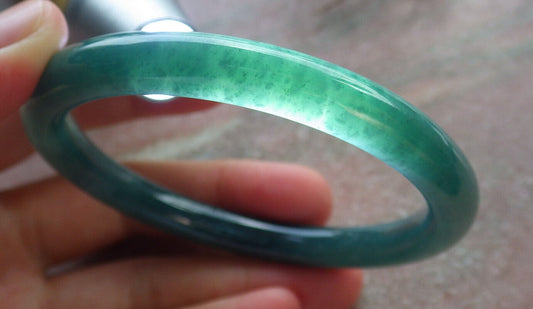 Certified Icy Green Burma 100% Natural A JADE Jadeite Circle Bangle Bracelet 57 mm 手镯 634360  TN