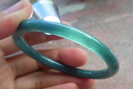 Certified Green Burma 100% Natural A JADE Jadeite Circle Bangle Bracelet 55 mm 手镯 632928  TN