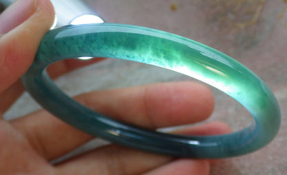 Certified Icy Green Burma 100% Natural A JADE Jadeite Circle Bangle Bracelet 59 mm 手镯 636446  TN