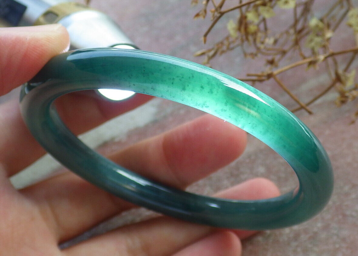 Certified Icy Blue Water Burma 100% Natural A JADE Jadeite Circle Bangle Bracelet 58 mm 手镯 633770  TN
