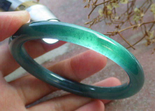 Certified Icy Blue Water Burma 100% Natural A JADE Jadeite Circle Bangle Bracelet 58 mm 手镯 633770  TN