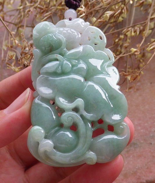 Certified Green Burma 100% Natural A Jade jadeite Pendant Mandarin Duck Phoenix Lotus Flower Coin Necklace 鸳鸯 575098 TN
