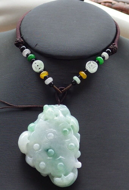 Certified Green 100% Natural A Jade jadeite Pendant Frog Toad Lotus Flower Necklace 金蟾 花开富贵 519629  TN