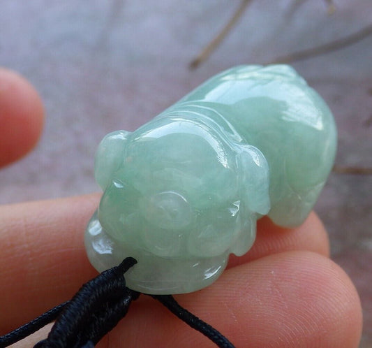 Certified Icy Green 100% Natural A Jade jadeite Pendant Zodiac Pig Boar Money Coin Necklace 发财猪 529296  TN