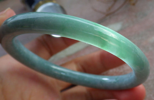 Certified Green Pale Lavender Burma 100% Natural A JADE Jadeite Circle Bangle Bracelet 60 mm 手镯 635469  TN