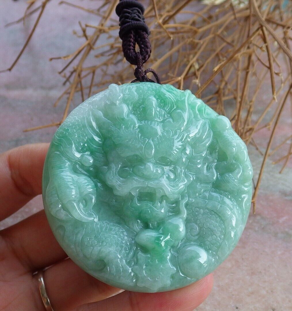 Certified Green 100% Natural A Jade jadeite Pendant Dragon Bead Mouse Rat Necklace 望子成龙 521087  TN