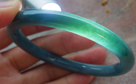 Certified Icy Green Burma 100% Natural A JADE Jadeite Circle Bangle Bracelet 57 mm 手镯 636473  TN