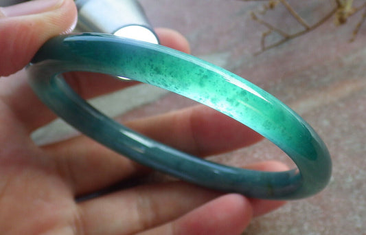 Certified Icy Blue Water Burma 100% Natural A JADE Jadeite Circle Bangle Bracelet 59 mm 手镯 633761  TN