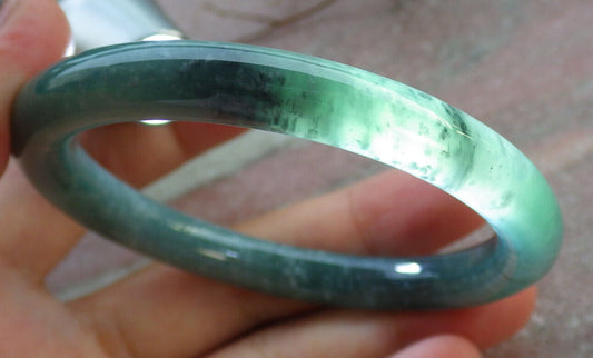 Certified Icy Green Burma 100% Natural A JADE Jadeite Circle Bangle Bracelet 54 mm 手镯 635548  TN