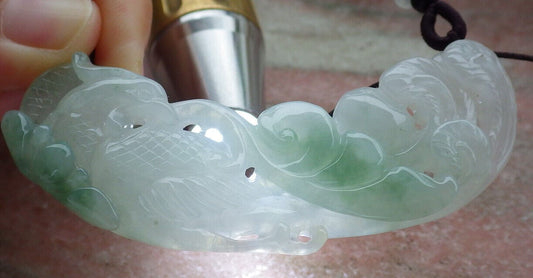 Certified Green Burma 100% Natural A Jade jadeite Pendant Phoenix Lotus Flower Coin Necklace 凤凰 636616  TN