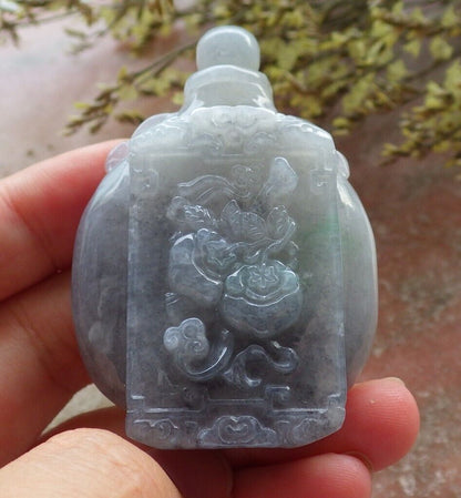Certified Black Burma 100% Natural A Jade jadeite pendant Display Pumpkin Bead Snuff Bottle 574060 TN