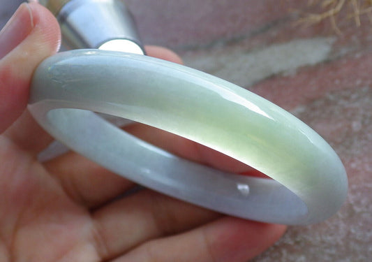 Certified Green Pale Lavender Burma 100% Natural A JADE Jadeite Bangle Bracelet 56 mm 手镯 635744  TN