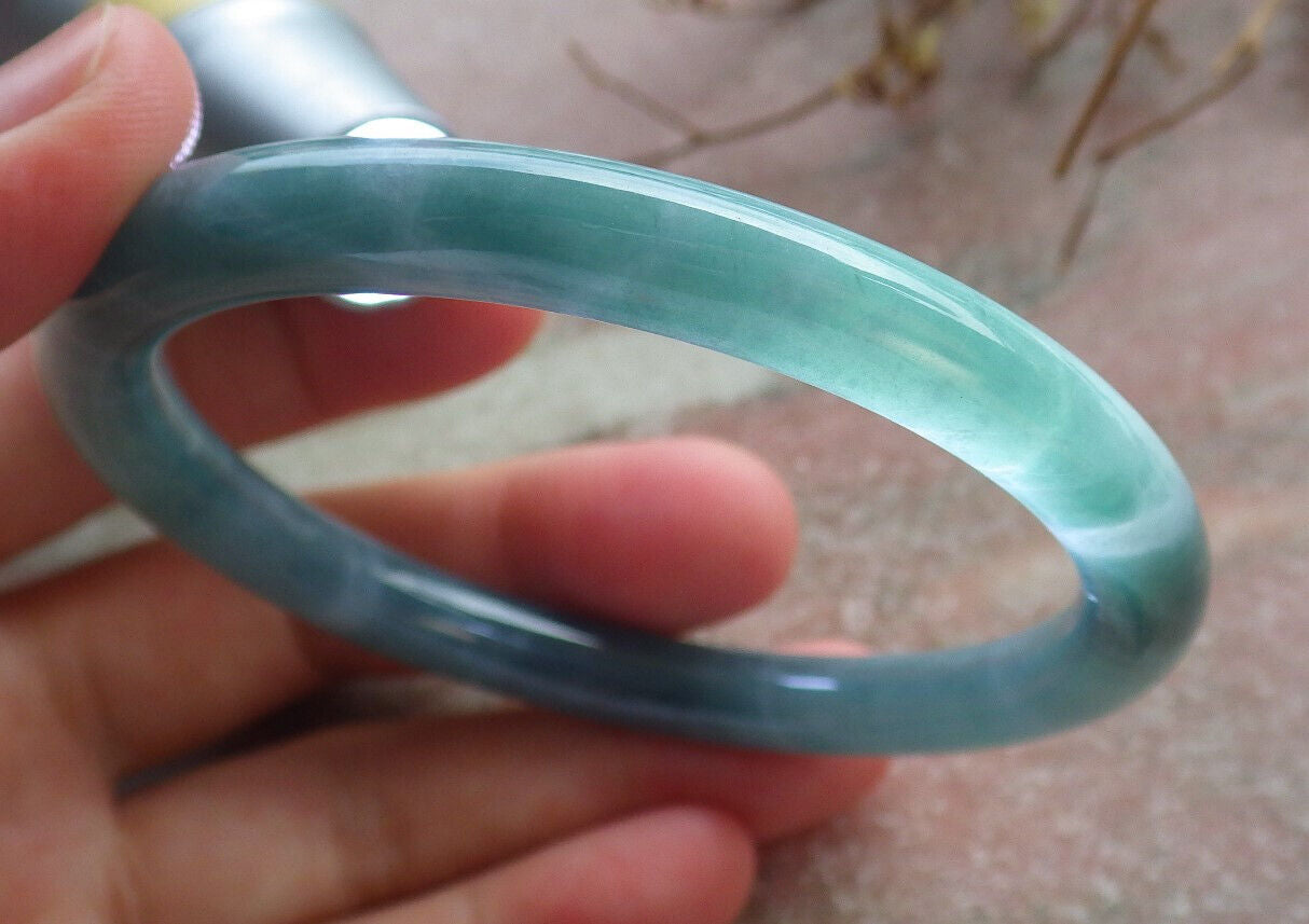 Certified Icy Green Burma 100% Natural A JADE Jadeite Circle Bangle Bracelet 58 mm 手镯 634341  TN