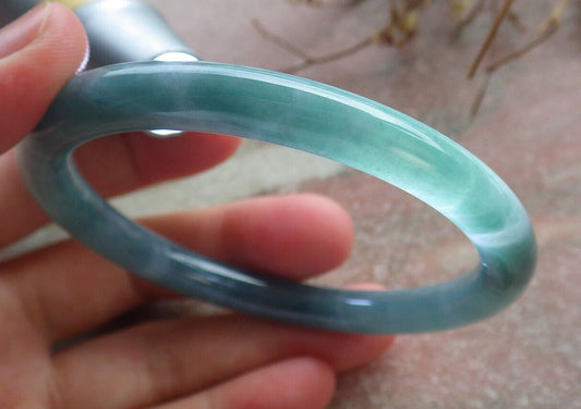 Certified Icy Green Burma 100% Natural A JADE Jadeite Circle Bangle Bracelet 58 mm 手镯 634341  TN
