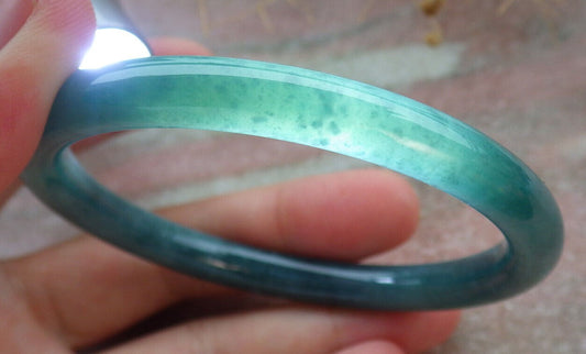 Certified Icy Green Burma 100% Natural A JADE Jadeite Circle Bangle Bracelet 57 mm 手镯 636665  TN