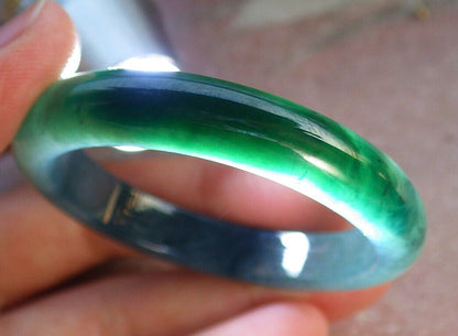 Certified Icy Blue Water Green Burma 100% Natural A JADE Jadeite Baby Bangle Bracelet 41 mm 646924 TN