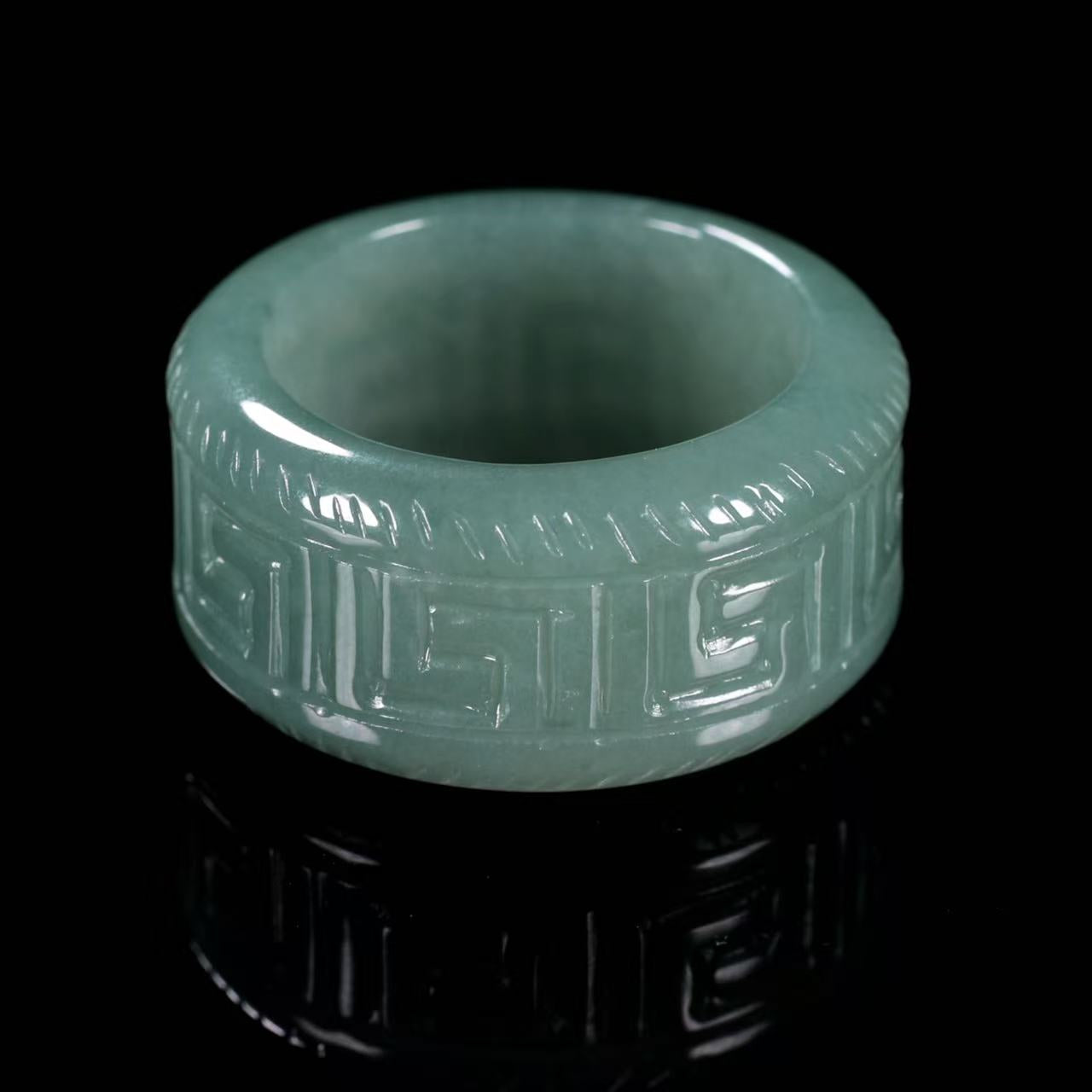 Certified Icy Green 100% Natural A JADE Jadeite Circle RING Givenchy Ring