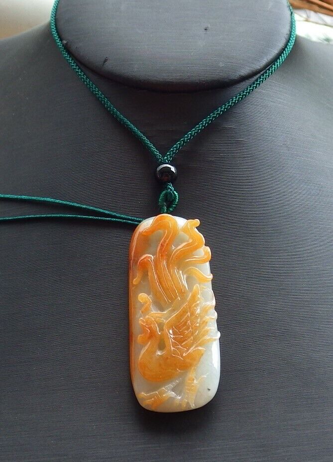 Certified Red Green 100% Natural A Jade jadeite Pendant Phoenix Necklace 凤凰 526289  TN