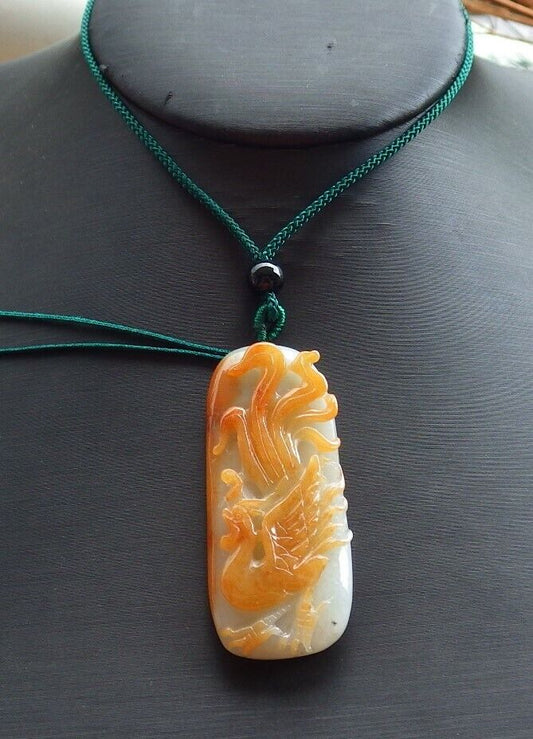 Certified Red Green 100% Natural A Jade jadeite Pendant Phoenix Necklace 凤凰 526289  TN