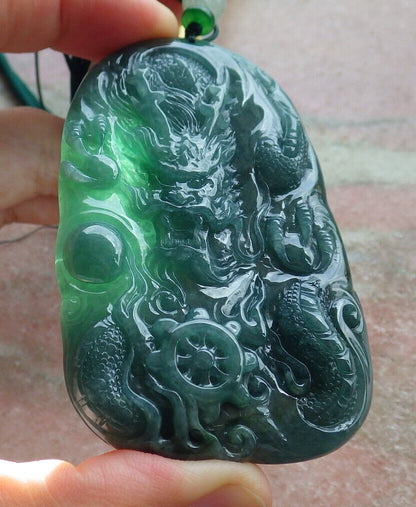 Atestita Glacia Verda Birmo 100% Natura A Jadejadeito Penda Drako-Perlo-Koliero 生意兴隆 634370 TN