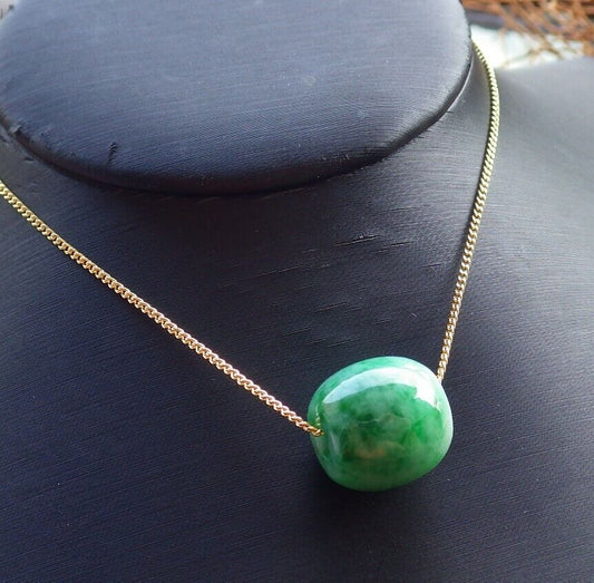 Certified Green Burma 100% Natural A Jade Circle Bead Donut Necklace 路路通 526248  TN