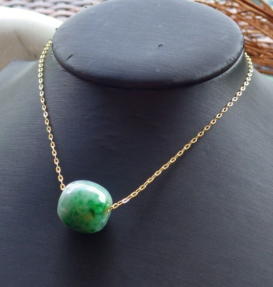 Certified Green Burma 100% Natural A Jade Circle Bead Donut Necklace 路路通 526265  TN