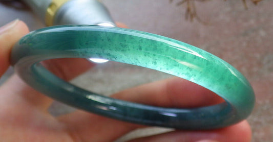 Certified Icy Blue Water Green Burma 100% Natural A JADE Jadeite Circle Bangle Bracelet 57 mm 手镯 634182  TN