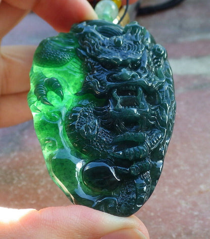 Atestita Glacia Verda Birmo 100% Natura A Jadejadeito Penda Drako-Perla Koliero 生意兴隆 632802 TN