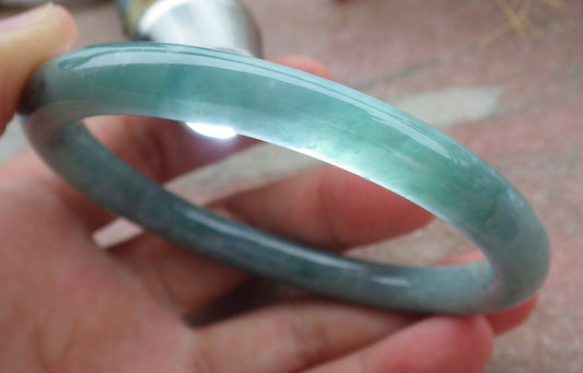 Certified Icy Green Burma 100% Natural A JADE Jadeite Circle Bangle Bracelet 60 mm 手镯 636693  TN