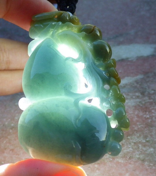 Certified Yellow Green Burma 100% Natural A Jade jadeite Pendant Bee Flower Gourd Coin Necklace 蜜蜂 635614  TN