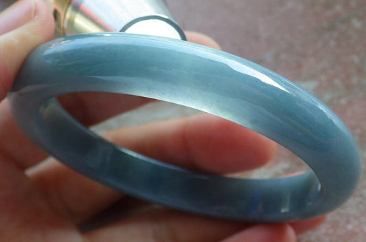 Certified Green Pale Lavender Burma 100% Natural A JADE Jadeite Bangle Bracelet 57 mm 手镯 635952  TN